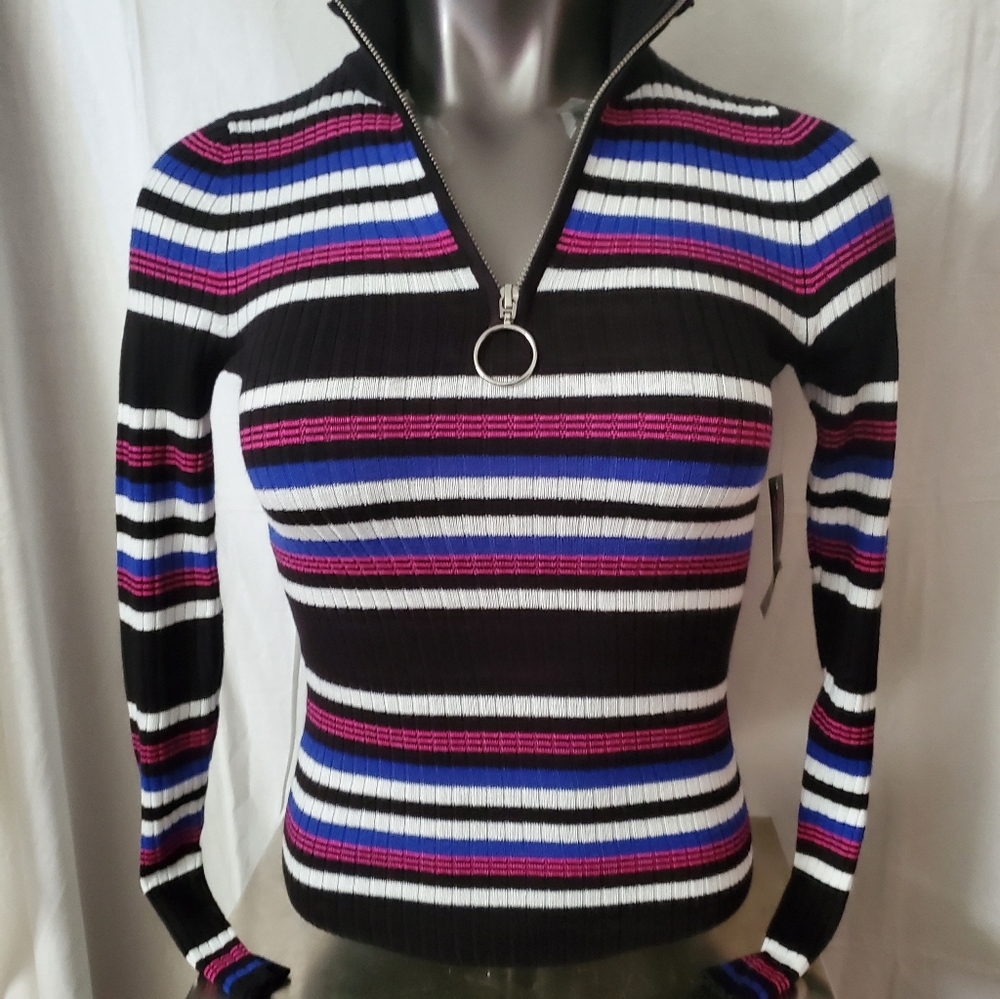 No Boundries Stripe Zip Front Seeater